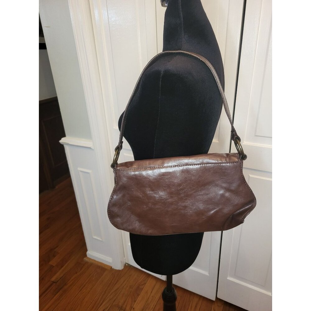 Fina Firenze Y2K Brown Faux Leather Hobo Bag Bronze Hardware Boho 00s Retro - Picture 8 of 9